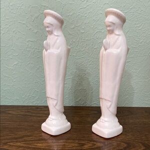 Set of  2 Vintage Virgin Mary Ceramic Figurine Bud Vases